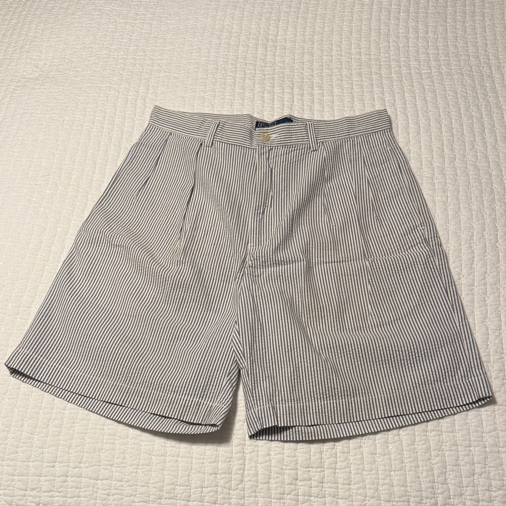 Polo Ralph Lauren Mens Tyler Seersucker Shorts Blue White Striped Size 31